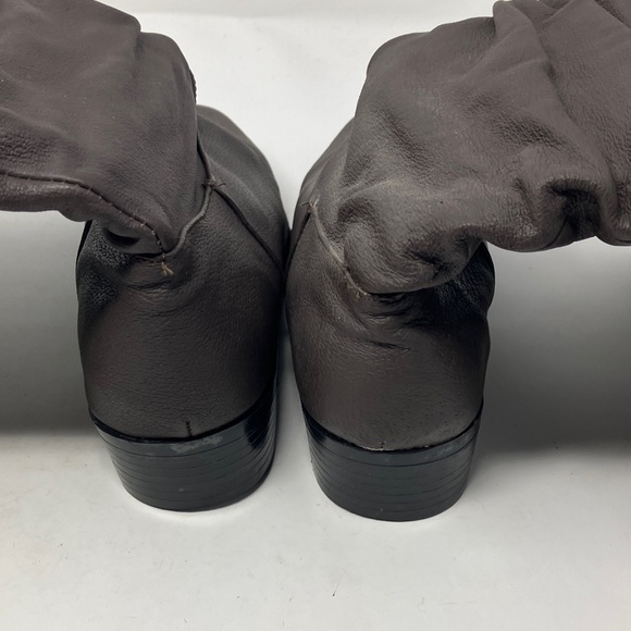 Chadwick's Dark Brown Scrunch Ruched Mid-Calf Leather Boots 7.5M - Picture 4 of 15